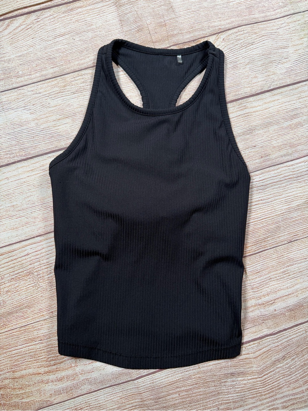 LSKD Ribbed Black Racerback Crop Top